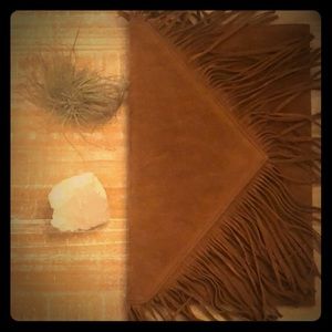 Oversized faux suede clutch